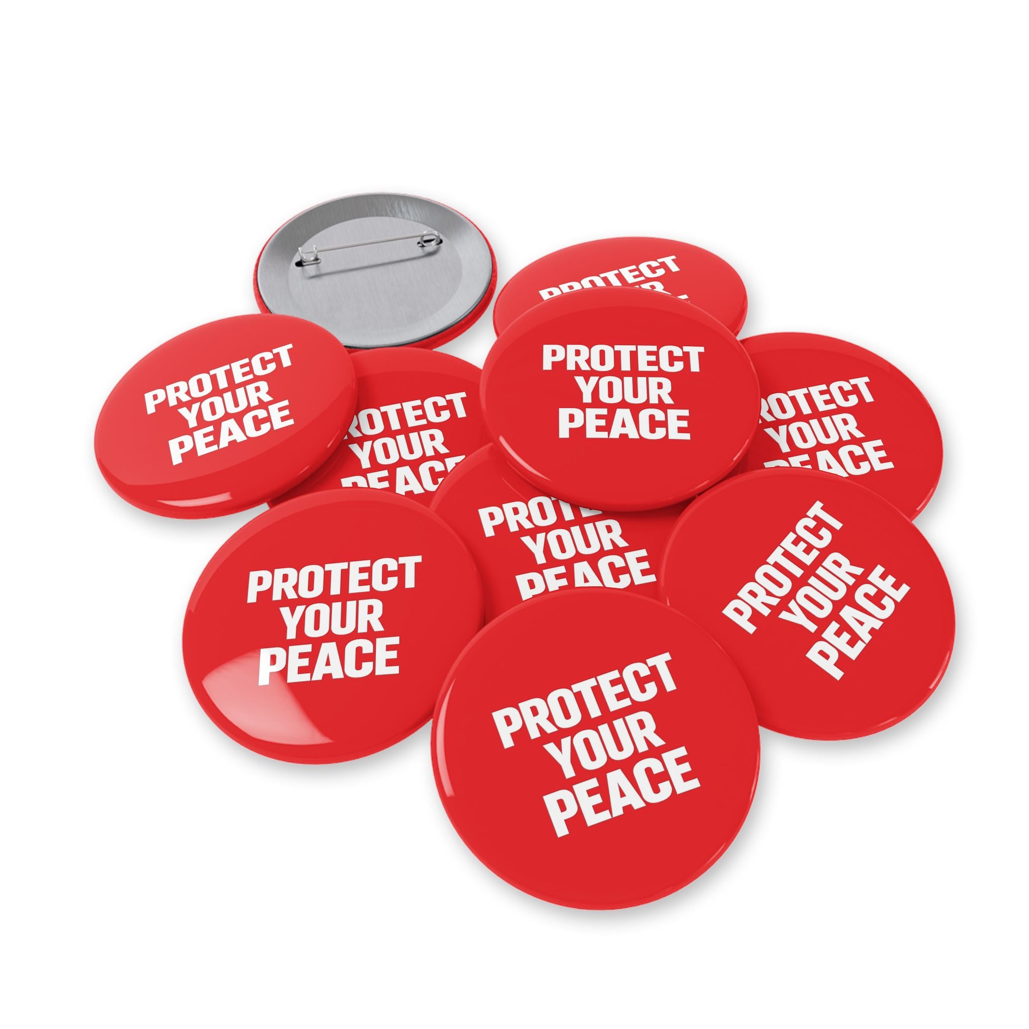 Protect Your Peace Pin — Red Round Button Badge