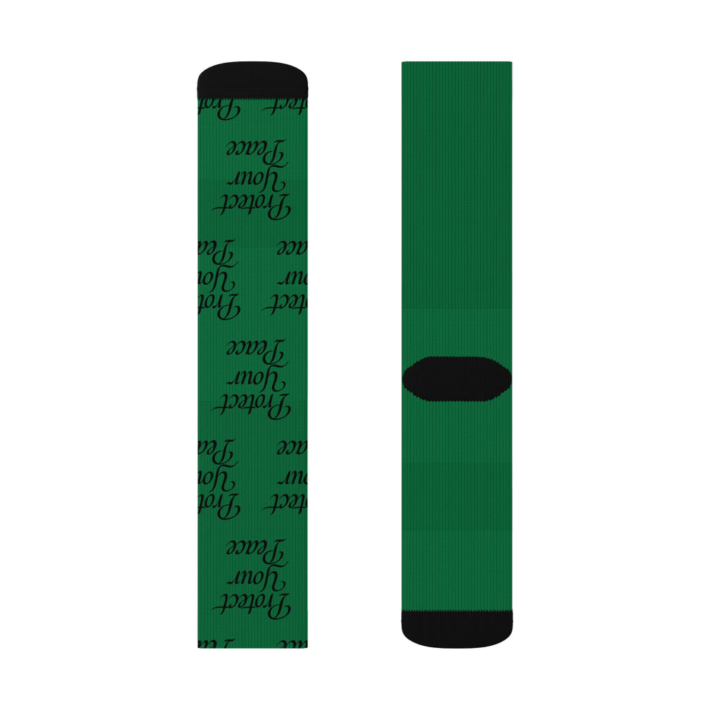 Green "Protect Your Peace" Sublimation Socks — Inspirational Crew Socks