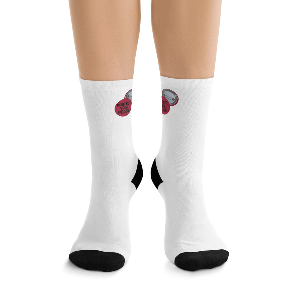 White Crew Socks with Black Accents graphic design