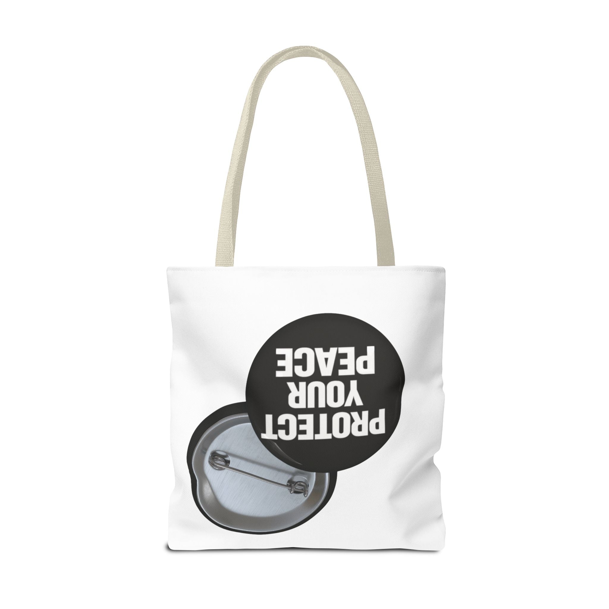 Tote — "Protect Your Peace" Button Design Cotton Tote Bag