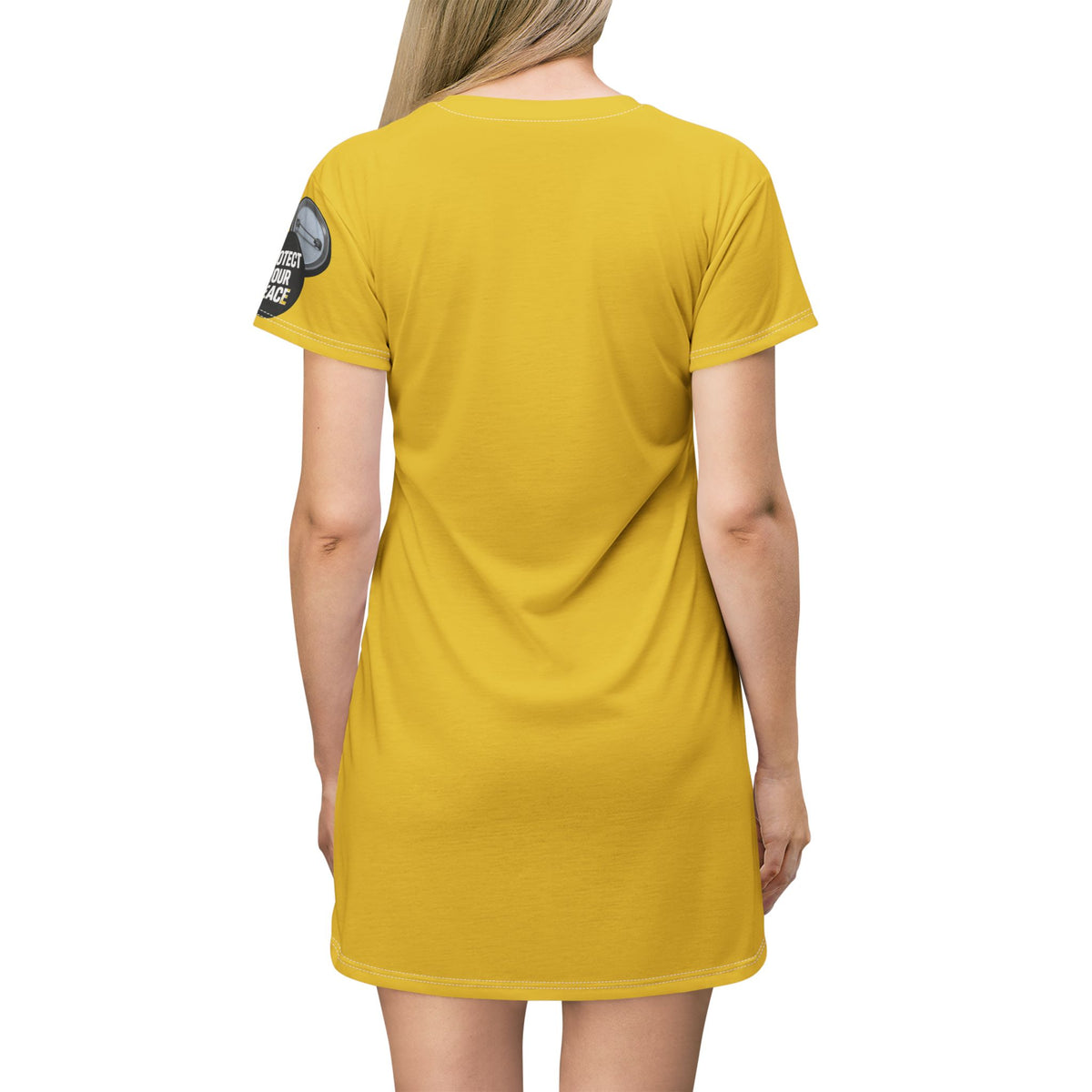 Yellow T-Shirt Dress graphic design 'I Have A Sound Mind' graphic design protect your peace sleeve.
