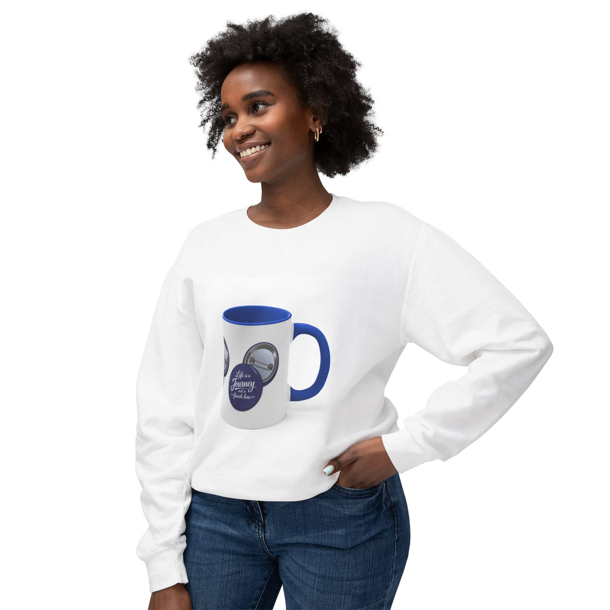 Journey Badge Crewneck Sweatshirt — "Life Is a Journey, Not a Finish Line"