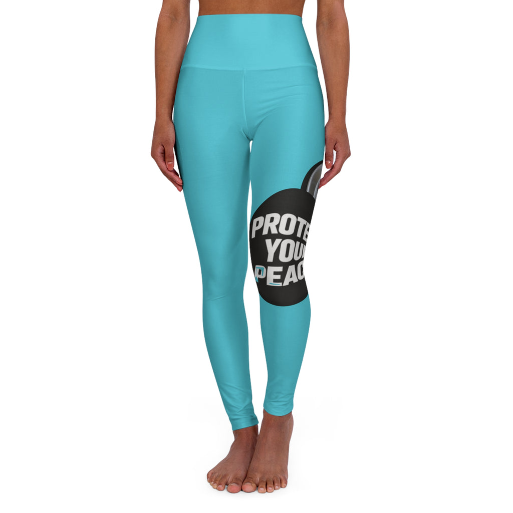 Protect Your Peace High-Waisted Yoga Leggings — Aqua