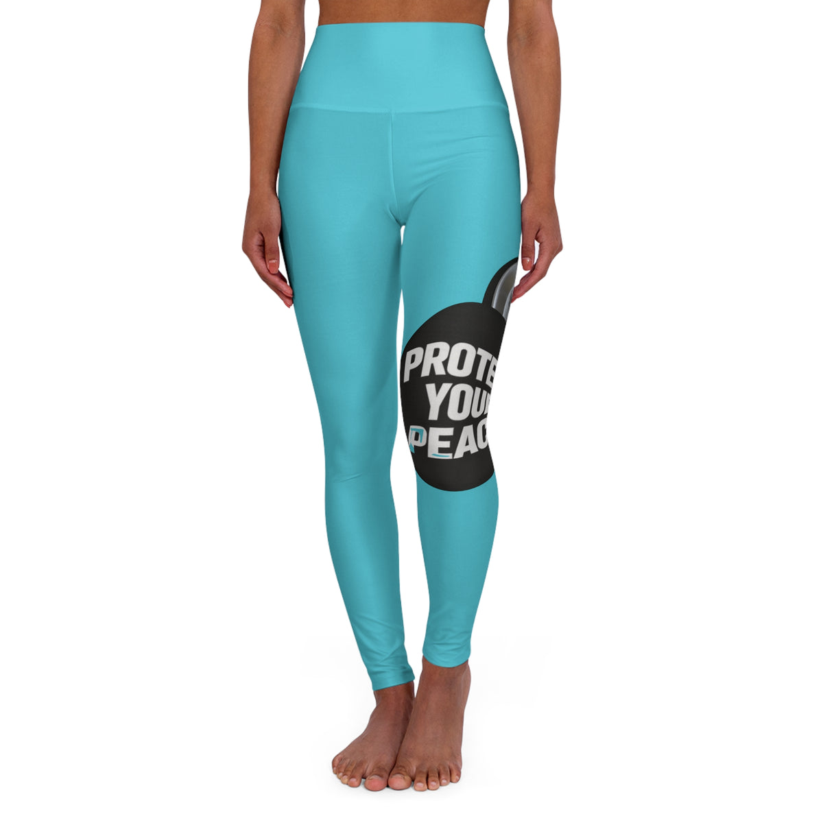 Protect Your Peace High-Waisted Yoga Leggings — Aqua