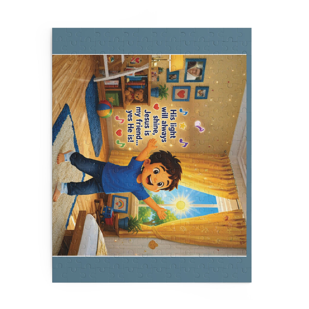 Children's Christian Puzzle — "His light will always shine, Jesus is my friend... yes He is!" (120/252/500 pcs)