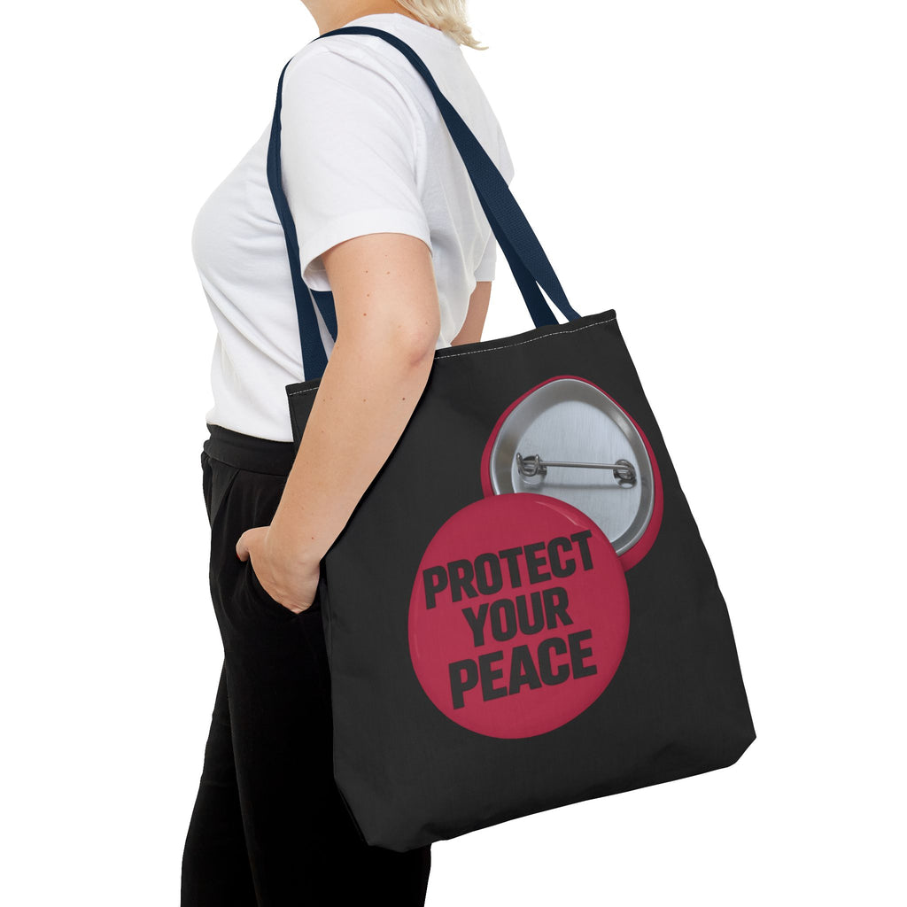 Protect Your Peace Button Graphic Tote Bag