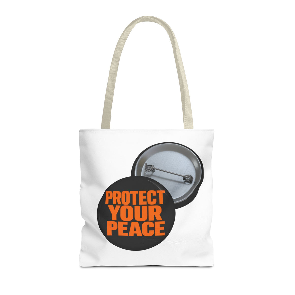 Tote Bag — Protect Your Peace Button Print Canvas Tote