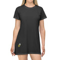 T-Shirt Dress — "Protect Your Peace" Button Graphic Dress