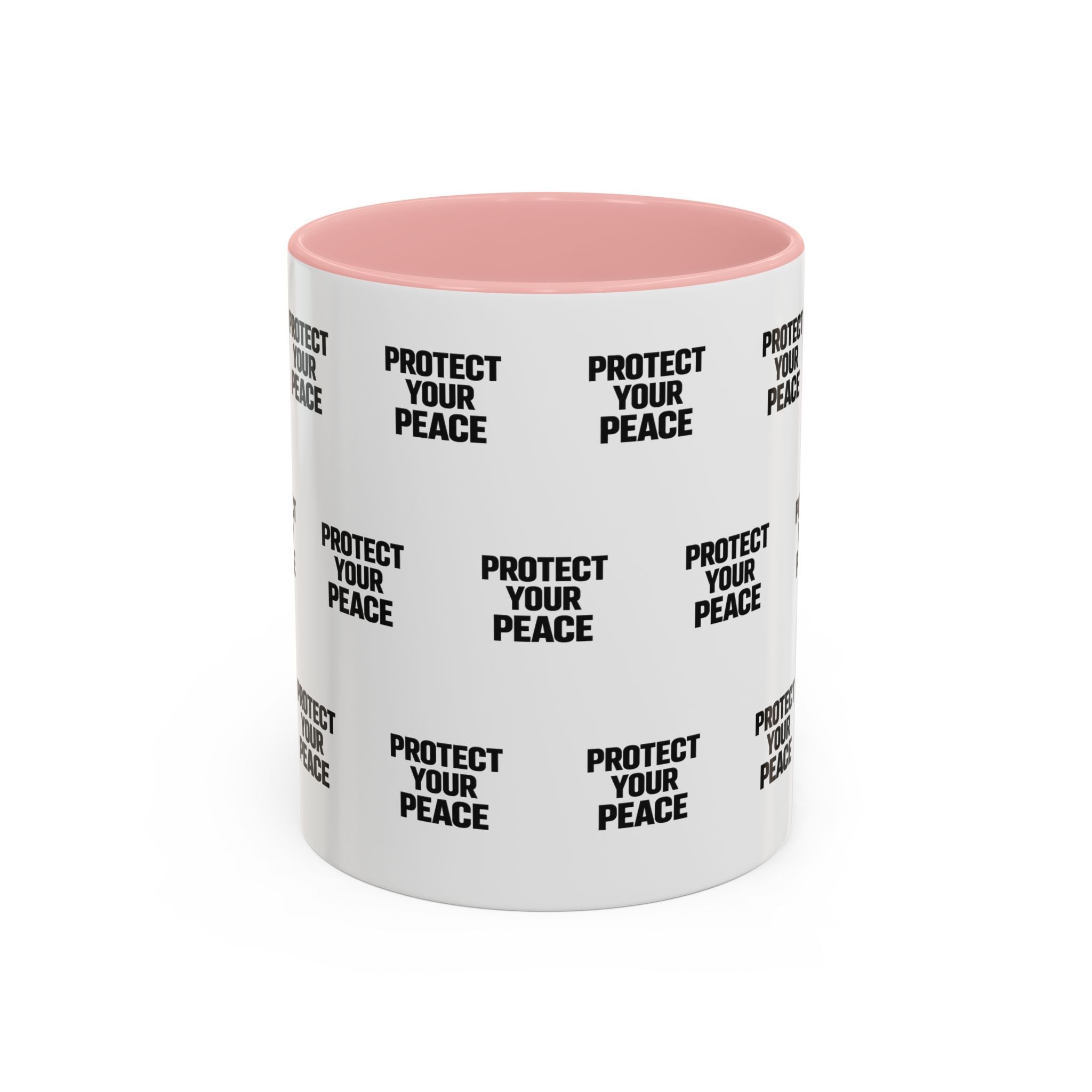 Protect Your Peace Accent Coffee Mug — Repeating Text 11/15oz