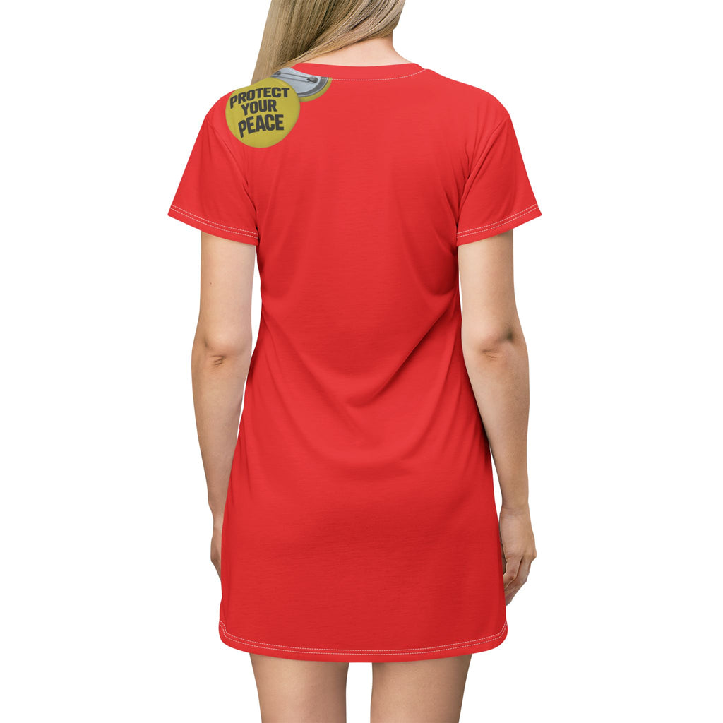 Protect Your Peace T-Shirt Dress – Red Graphic AOP Shift Dress