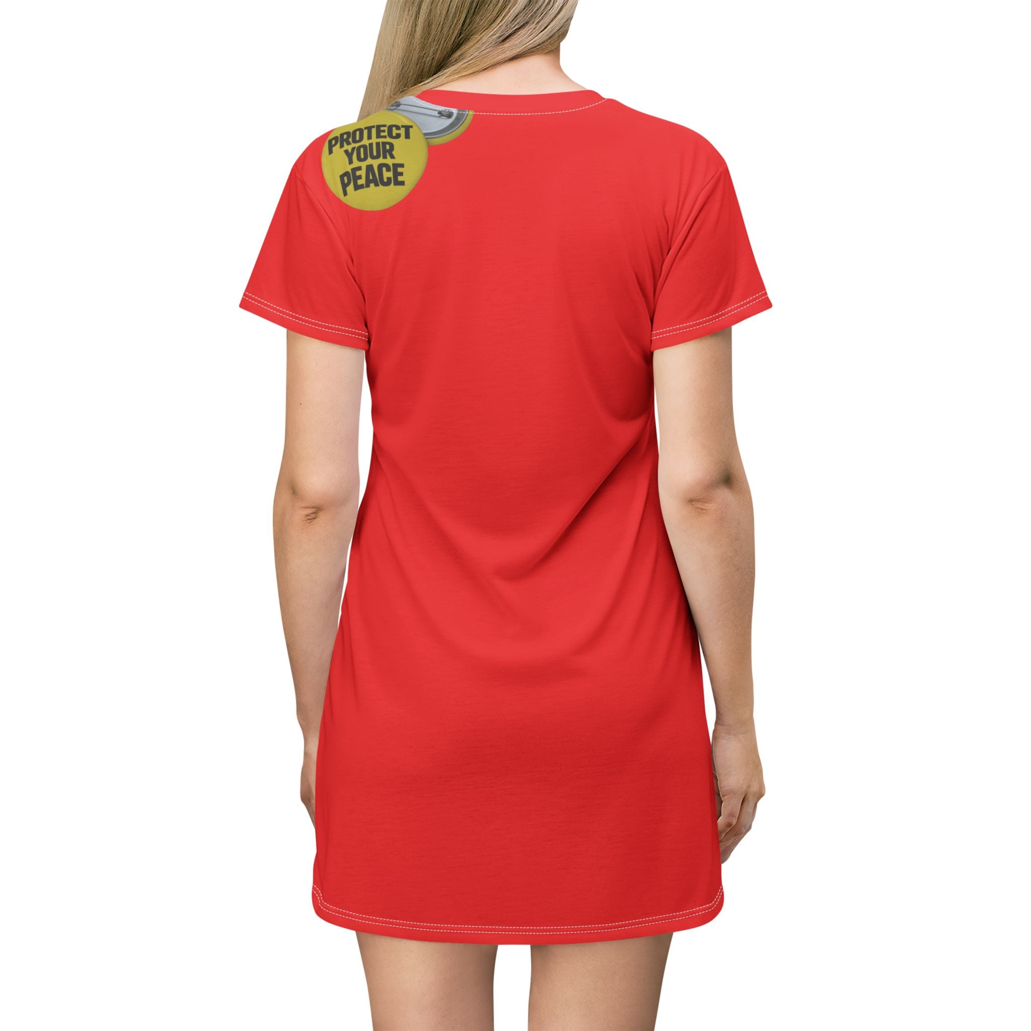Protect Your Peace T-Shirt Dress – Red Graphic AOP Shift Dress