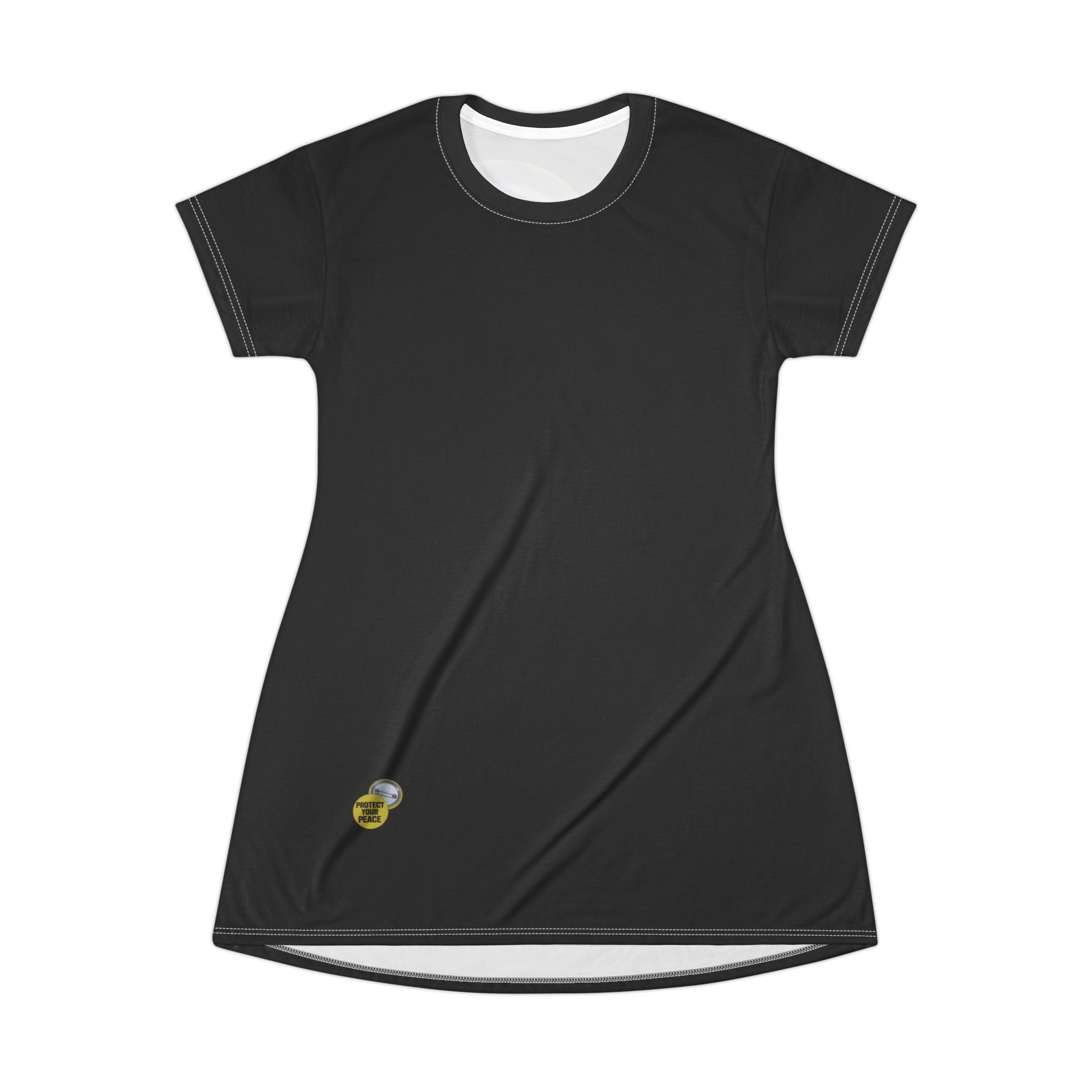 T-Shirt Dress — "Protect Your Peace" Button Graphic Dress