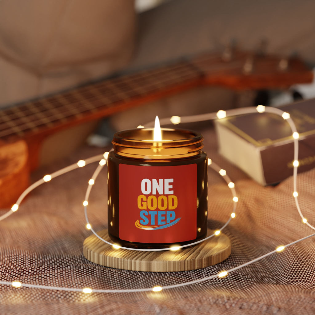 One Good Step Scented Soy Candle — Amber Jar Aromatherapy Candle (Motivational Gift)