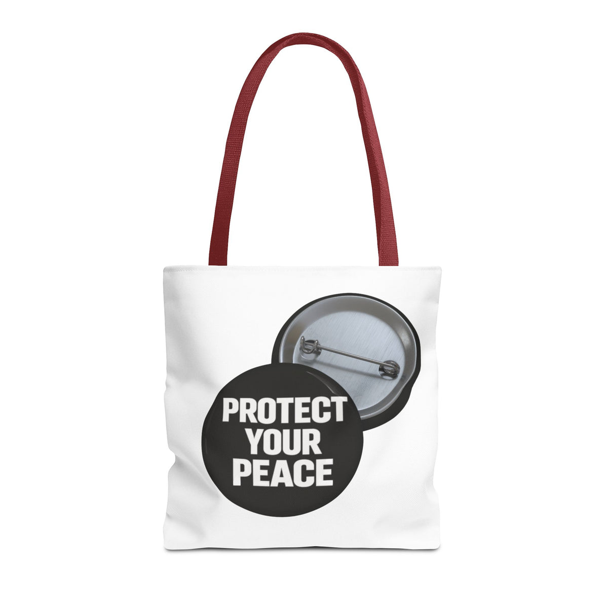 Tote — "Protect Your Peace" Button Design Cotton Tote Bag