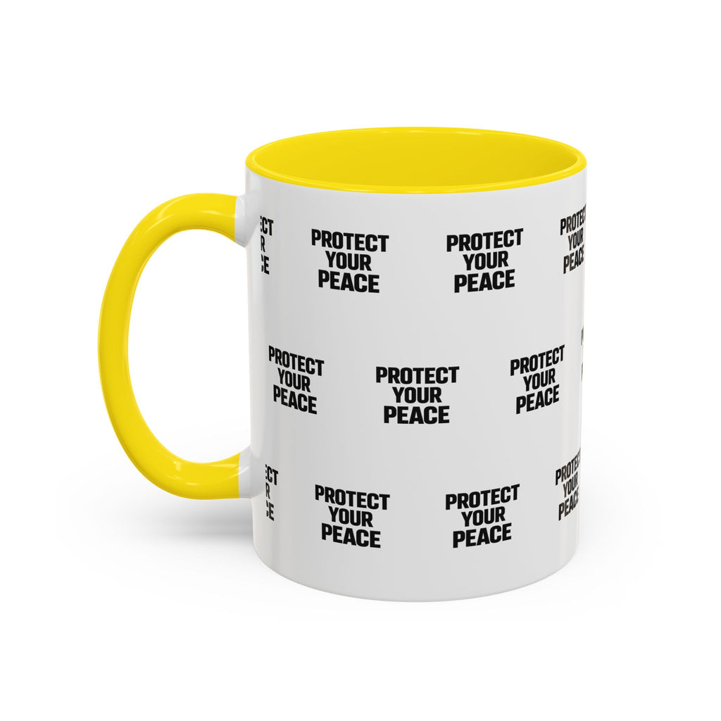Protect Your Peace Accent Coffee Mug — Repeating Text 11/15oz