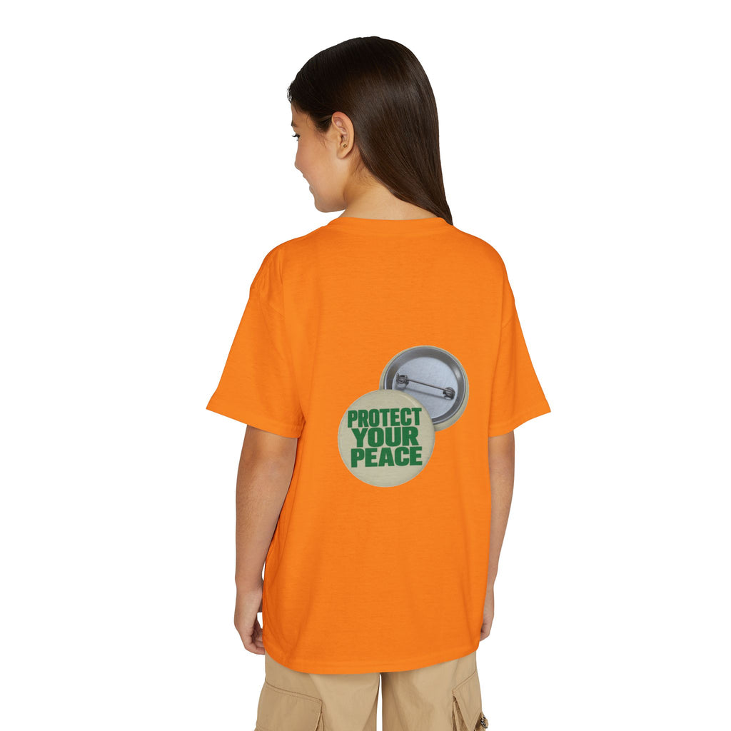 Youth T-Shirt — "Protect Your Peace" Button Graphic