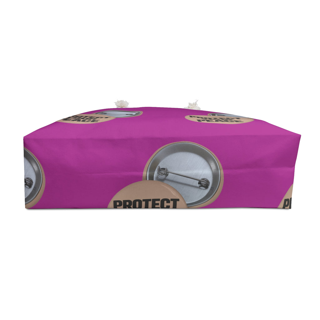 Protect Your Peace Weekender Bag — Pink Travel Tote with Badge Graphic