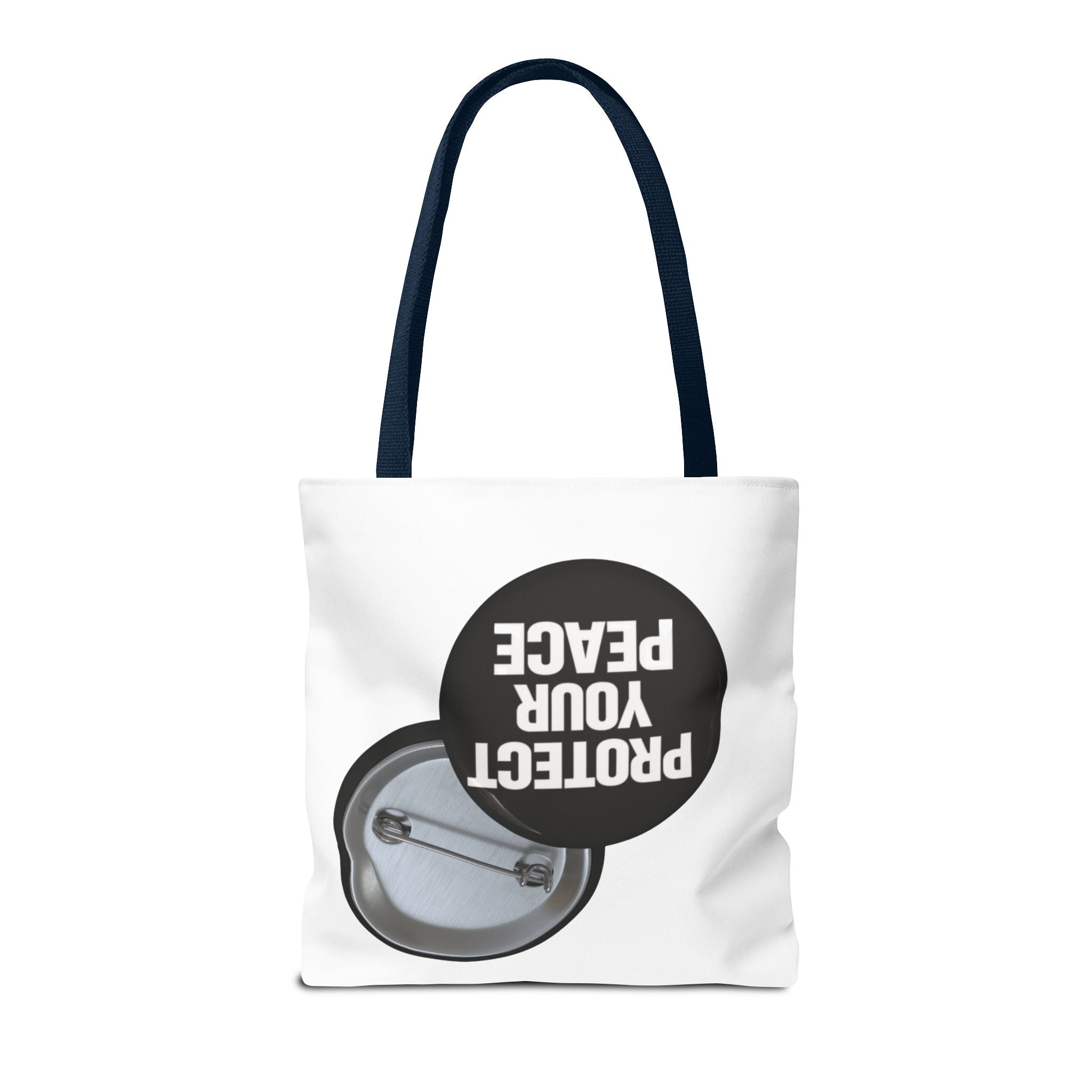 Tote — "Protect Your Peace" Button Design Cotton Tote Bag