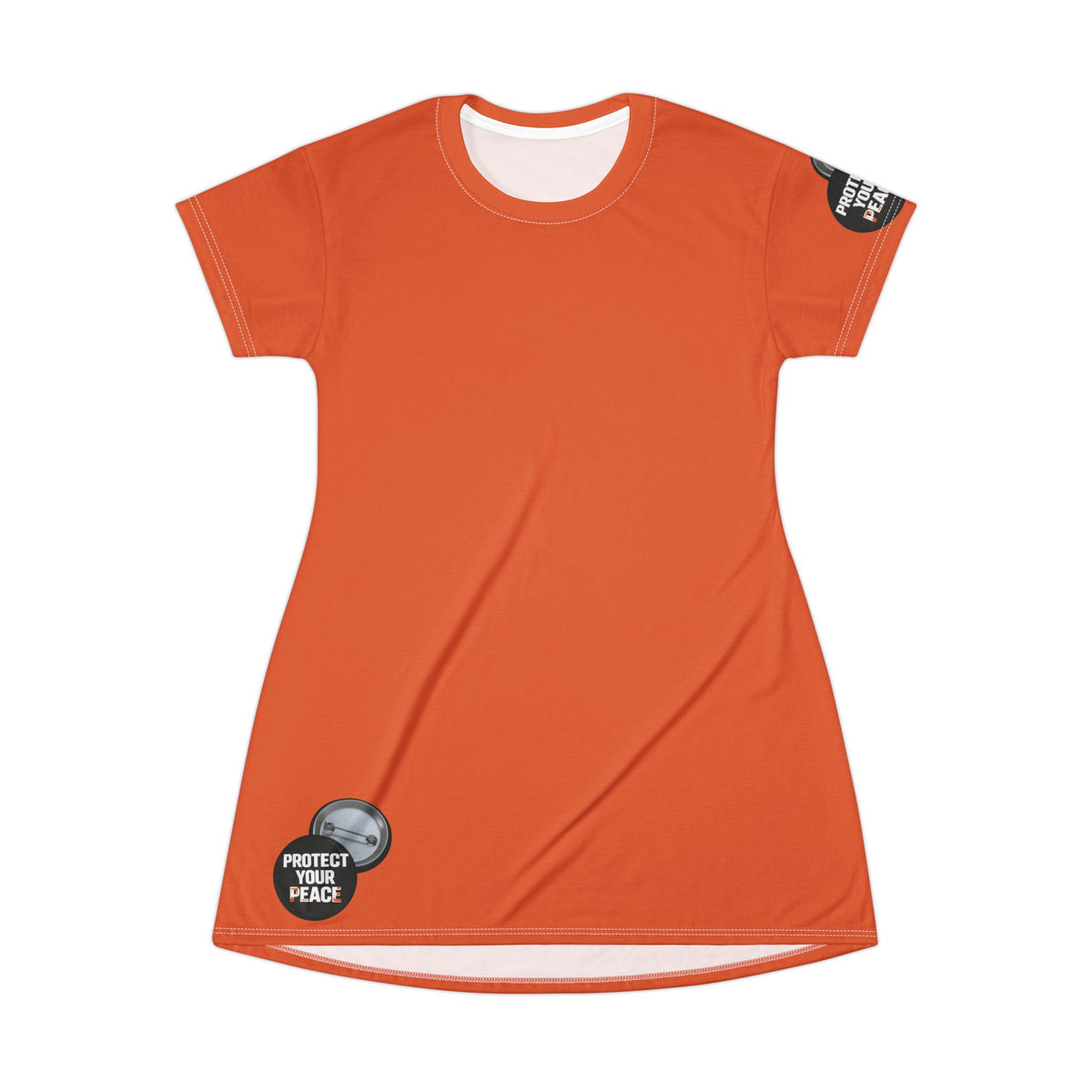 Orange T-Shirt Dress I Have A Sound Mind graphic design And graphic design on sleeve protect your peace.