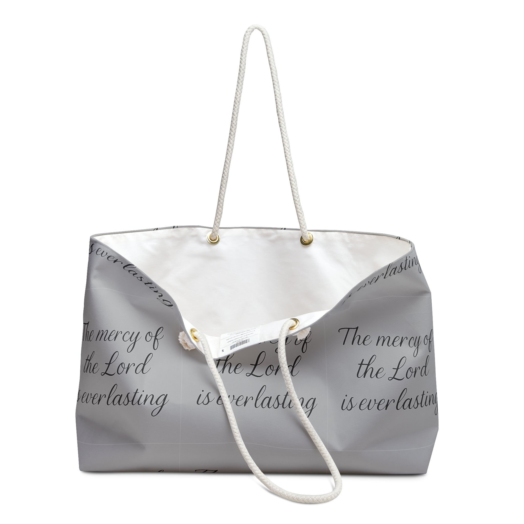 Weekender Bag - “The mercy of the Lord is everlasting” Inspirational Travel Tote