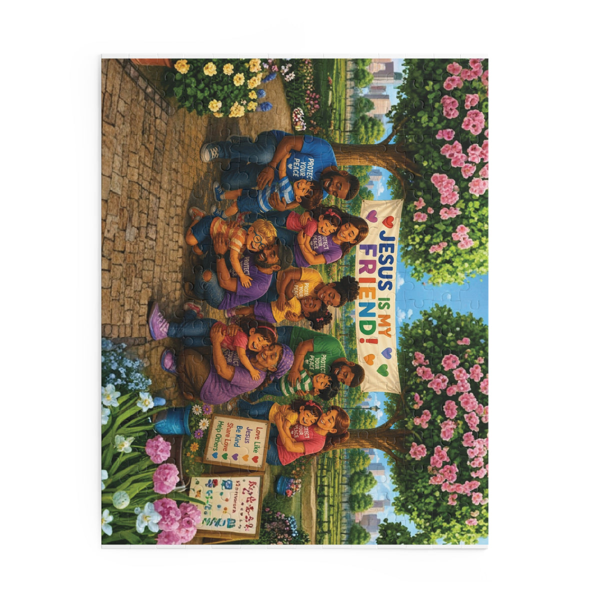Jesus Is My Friend Puzzle — Family Park Scene (120/252/500 pc)