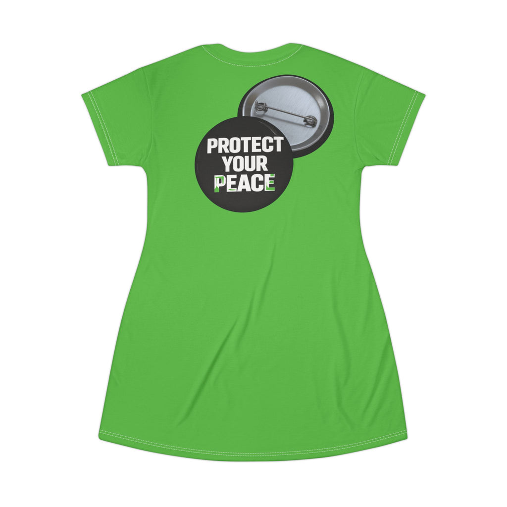 Protect Your Peace T-Shirt Dress — Relaxed AOP Graphic Tea Dress