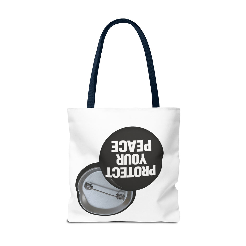 Tote — "Protect Your Peace" Button Design Cotton Tote Bag