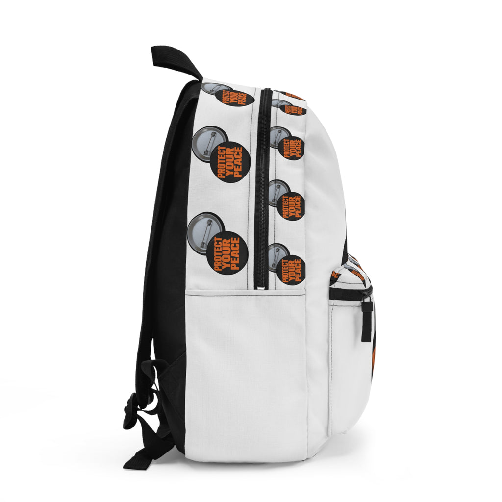 Protect Your Peace Backpack - Button Pin Pattern School Bag
