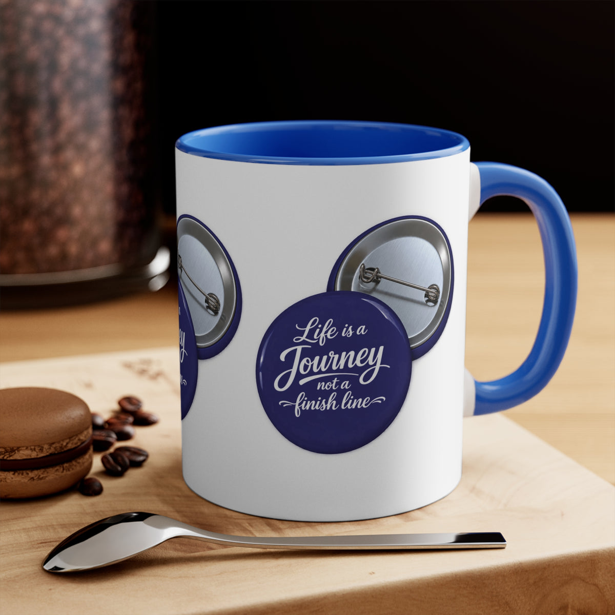 Accent Mug — "Life Is a Journey Not a Finish Line" Inspirational Coffee Cup