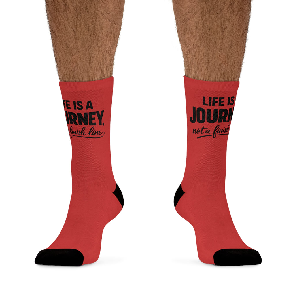 Red2 Journey Socks — "Life Is a Journey, Not a Finish Line" Recycled Poly Crew Socks