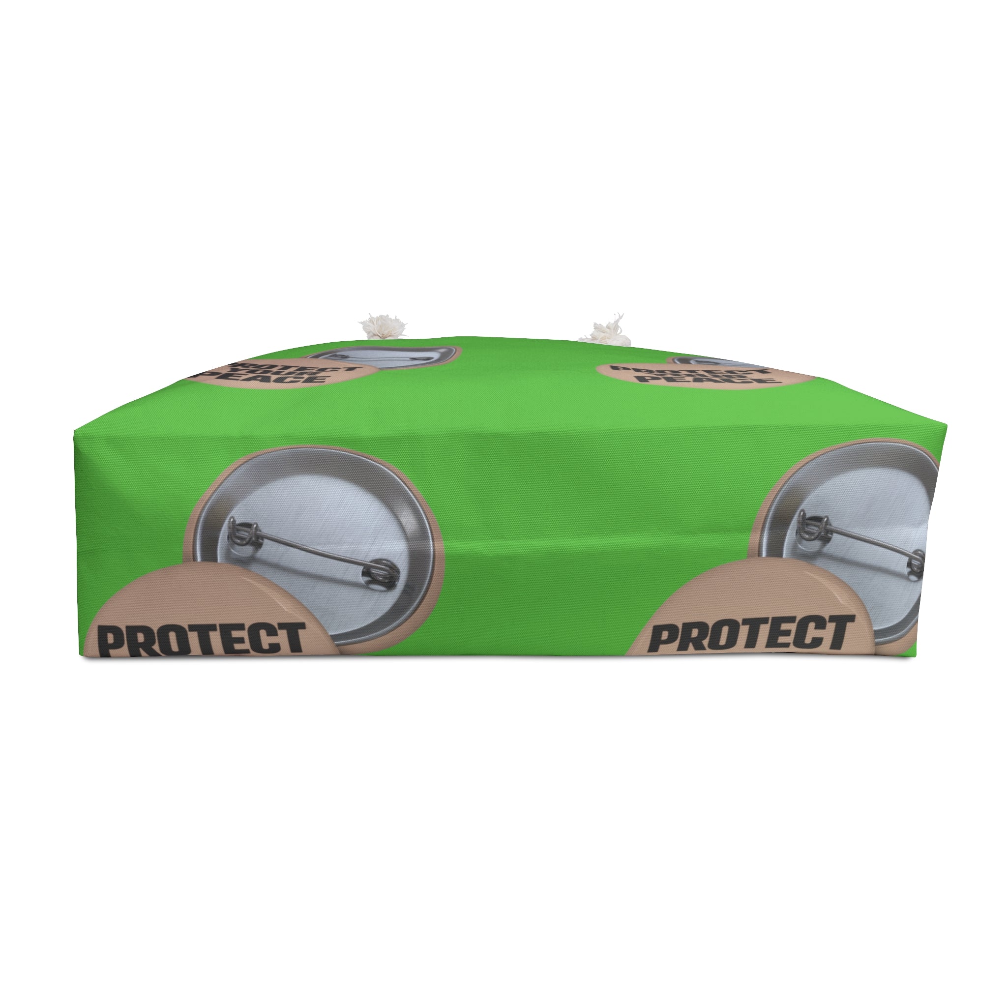 Protect Your Peace Weekender Bag — Green Travel Tote with Motivational Badge Design