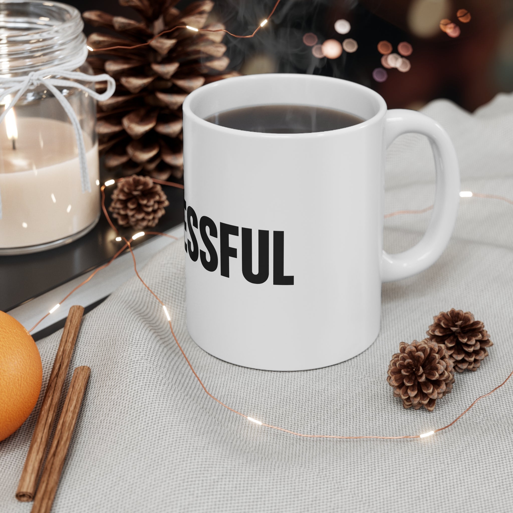 Successful Mug — Bold Black Typography Motivational Coffee Cup