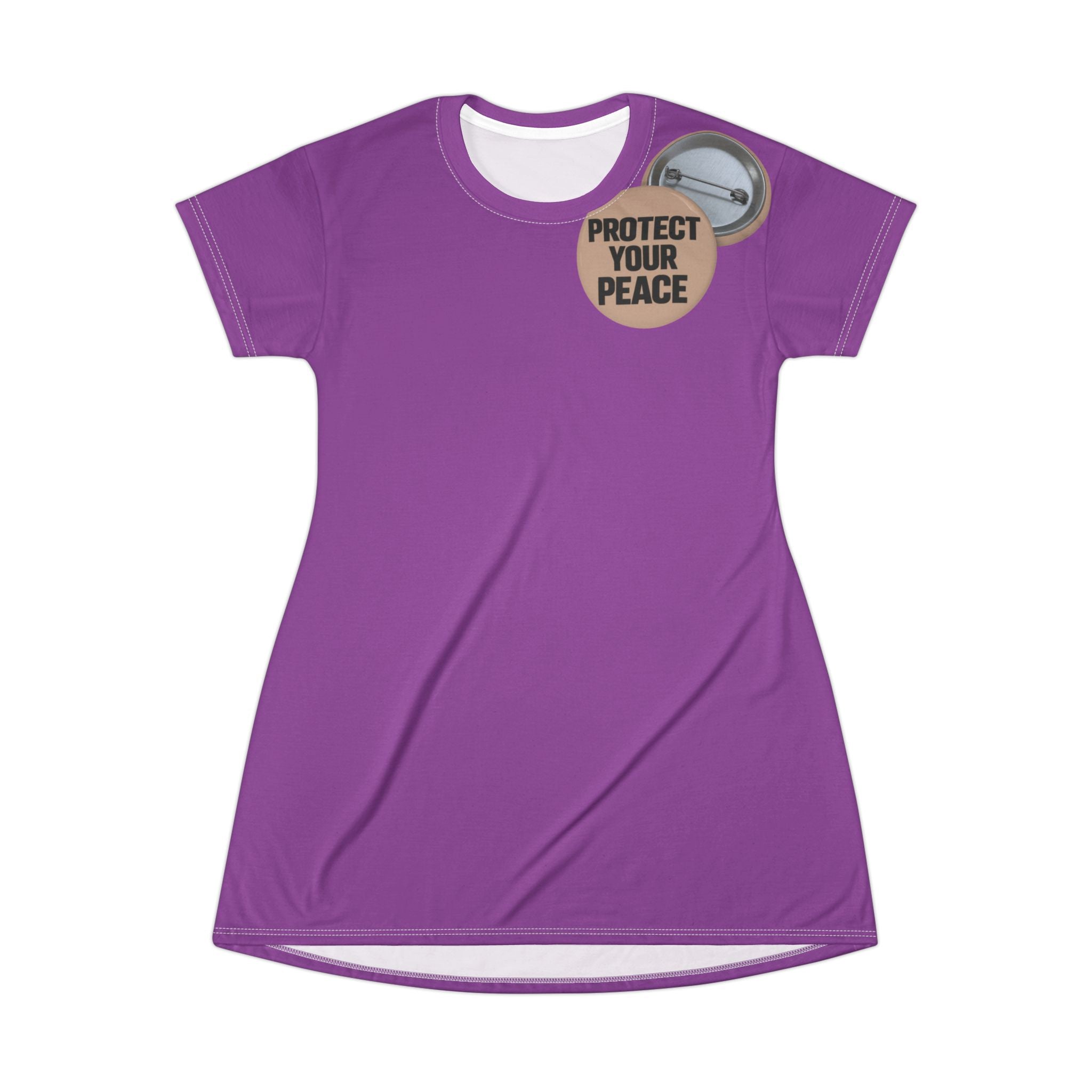 Protect Your Peace T-Shirt Dress – Graphic Button Design