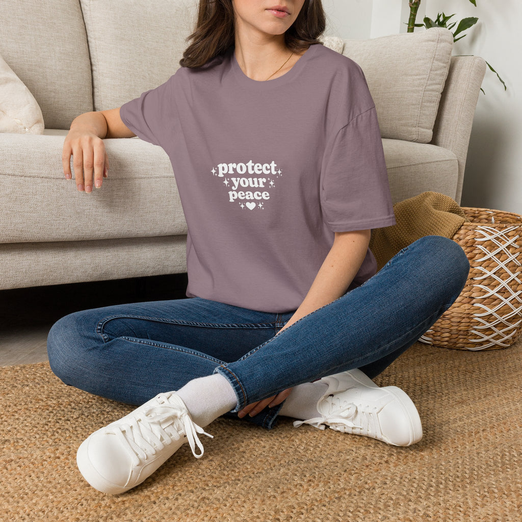 Protect Your Peace T-Shirt — Minimalist Embroidered Self-Care Tee