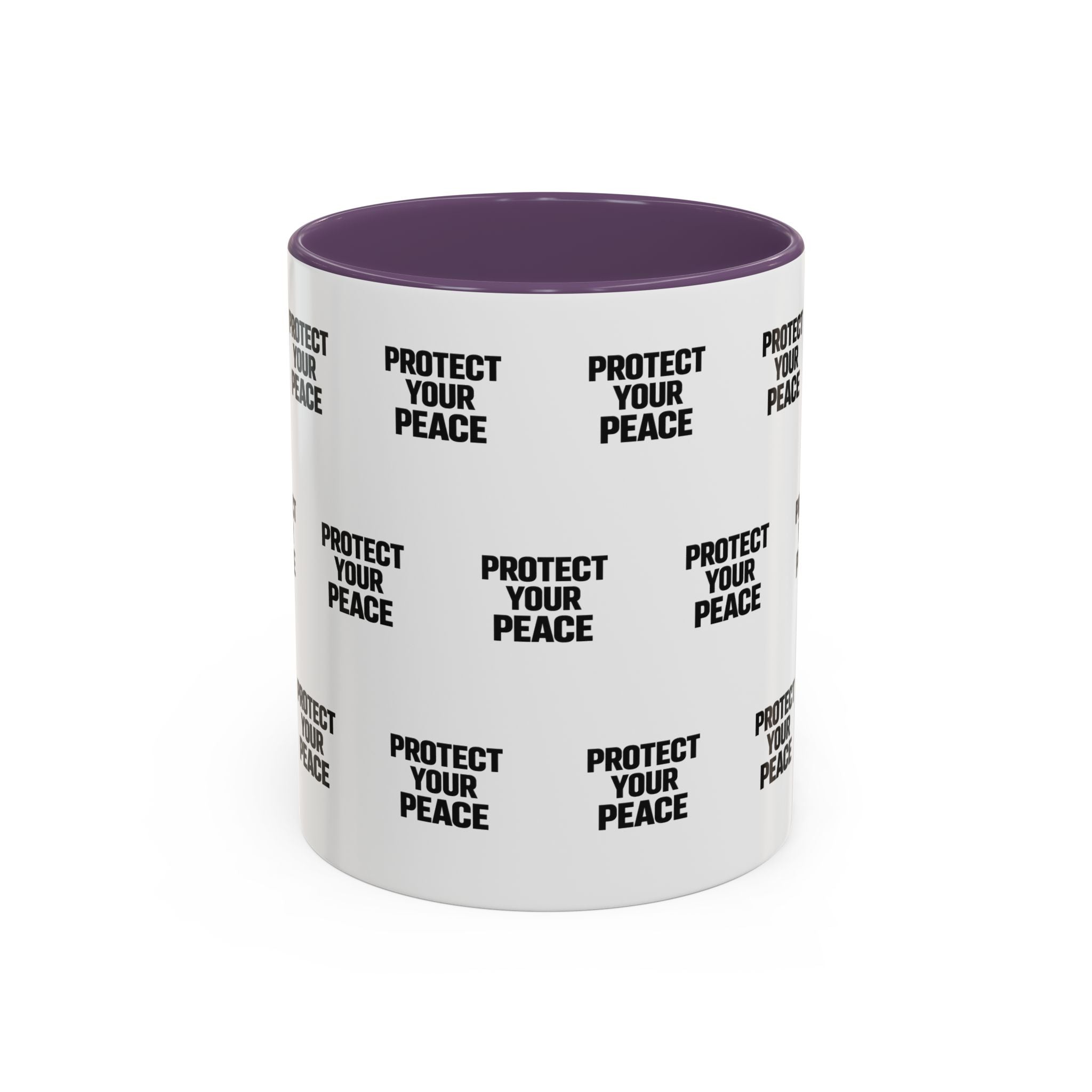 Protect Your Peace Accent Coffee Mug — Repeating Text 11/15oz