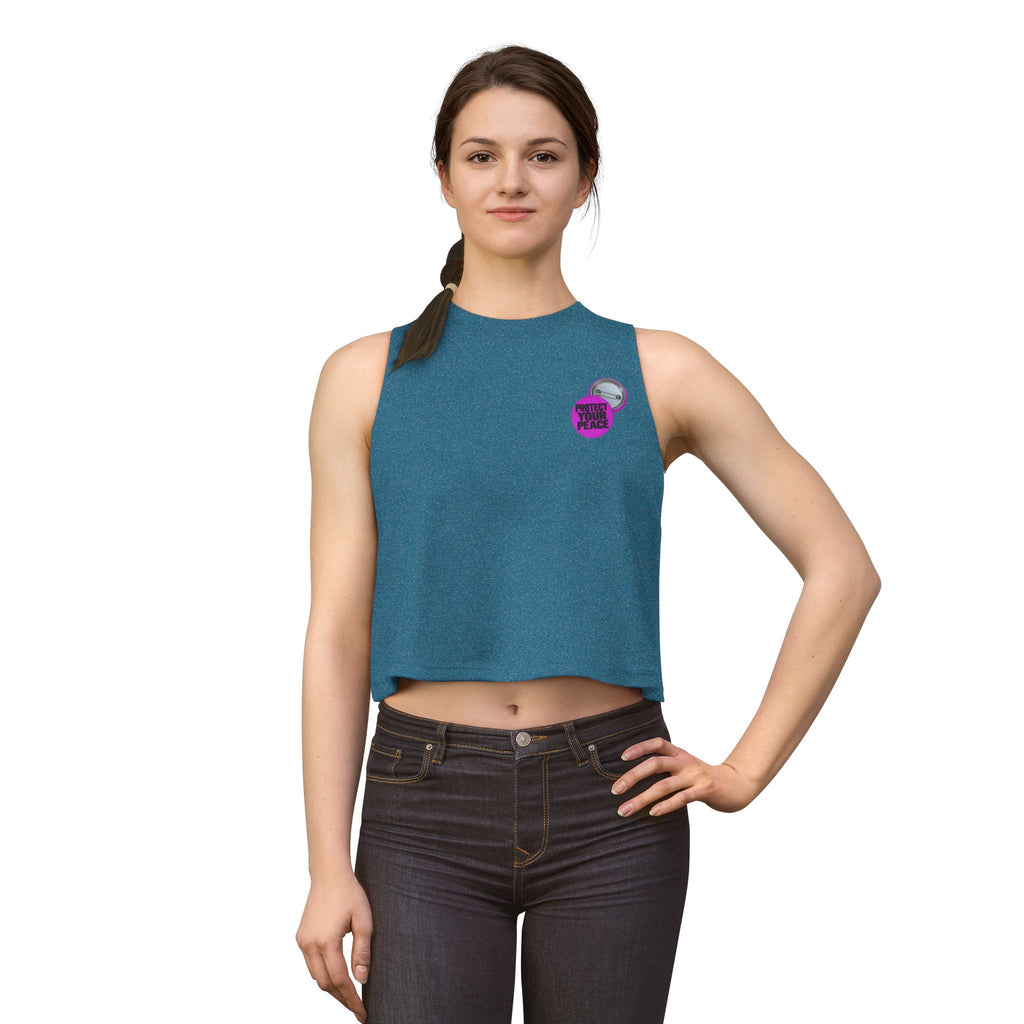 Crop Top — Small Purple 'Good Vibes' Pin Graphic