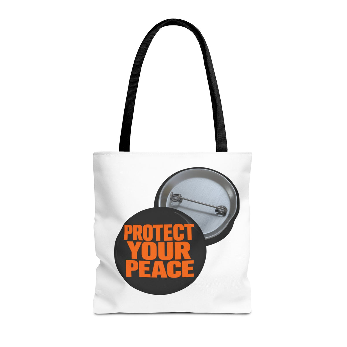 Tote Bag — Protect Your Peace Button Print Canvas Tote