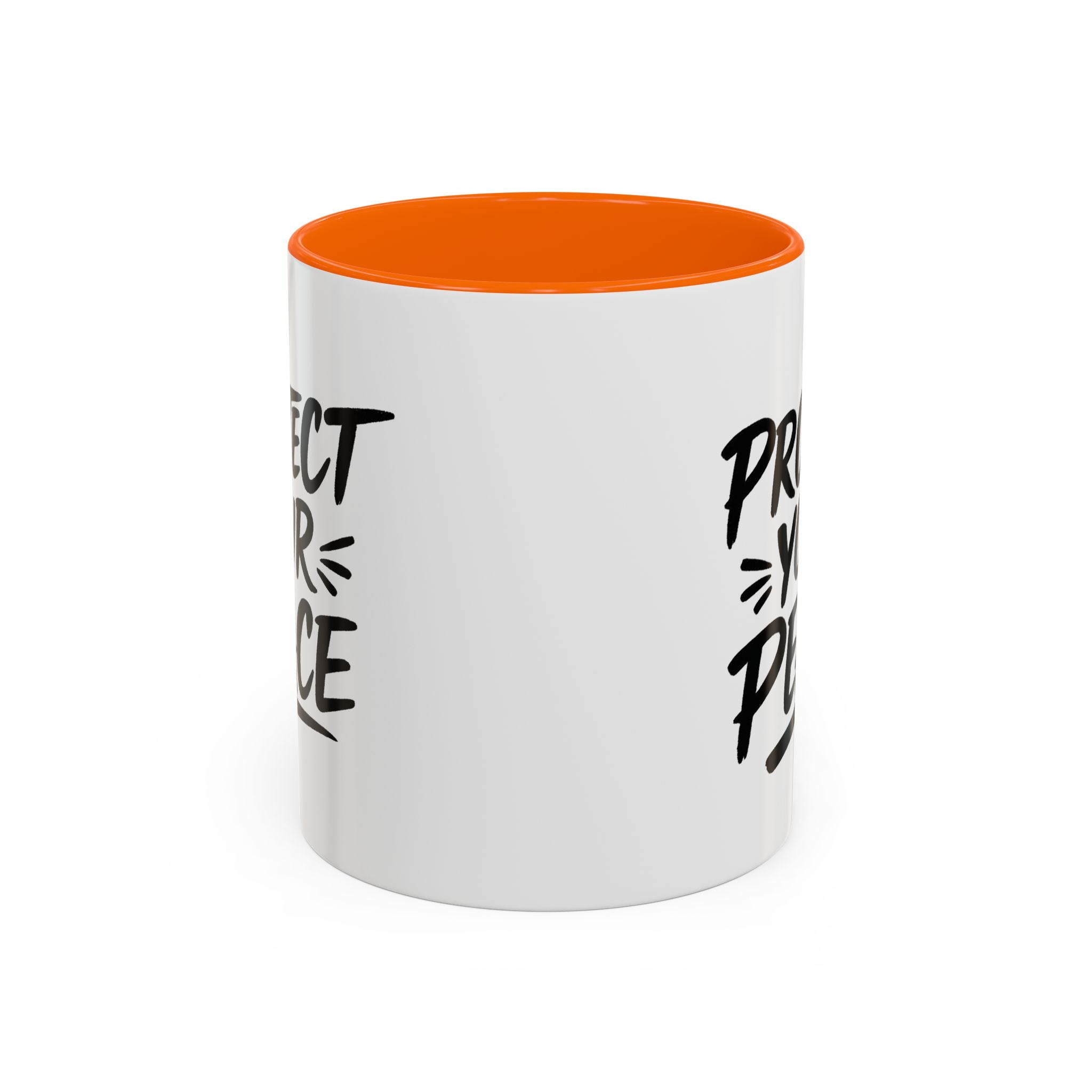 Protect Your Peace Accent Coffee Mug — Inspirational Black & White Ceramic