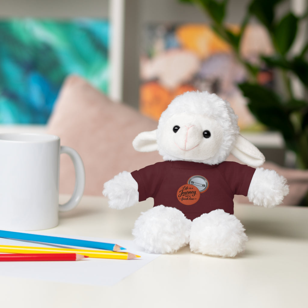 Life is a journey not a finish line. Plush Teddy Bear with Printed Tee — Cute Personalized Gift for Kids & Couples