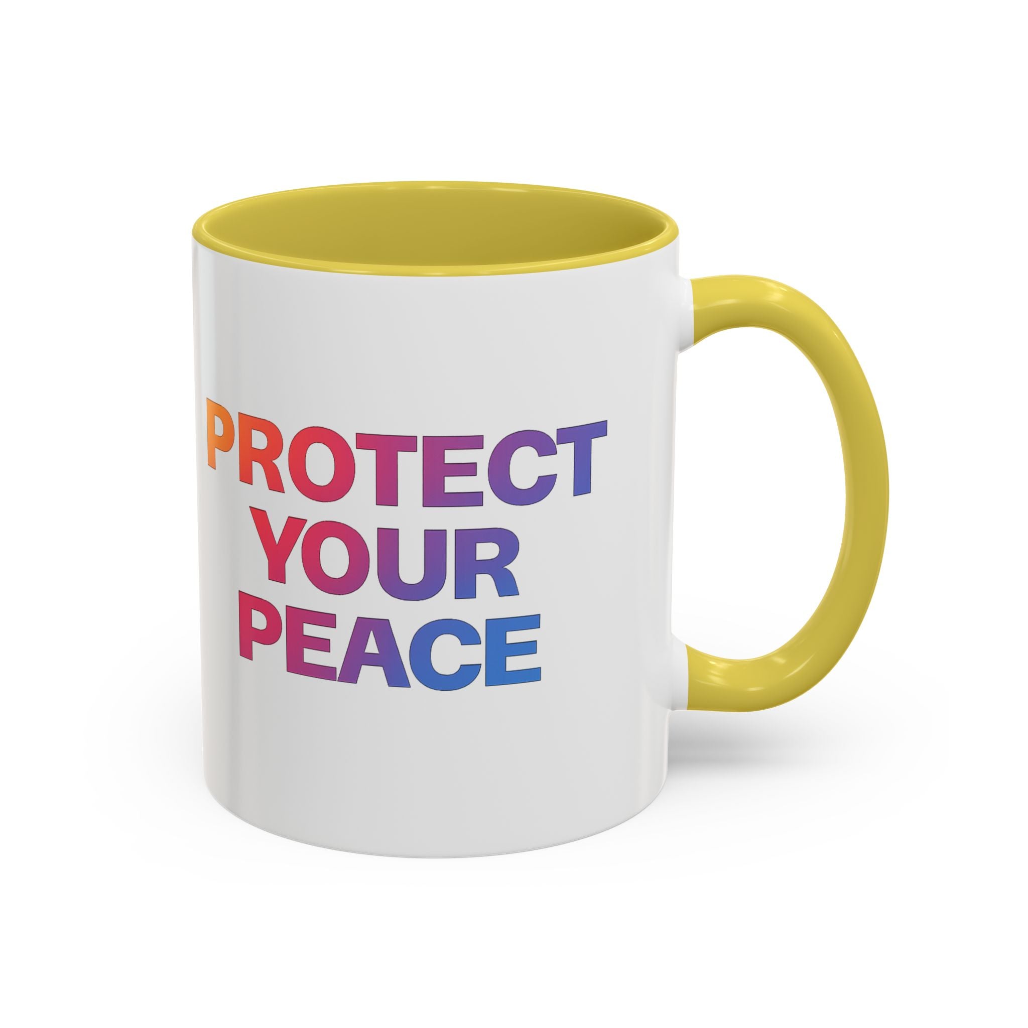 Protect Your Peace Colorful Mug — Inspirational Coffee Cup (11oz/15oz)