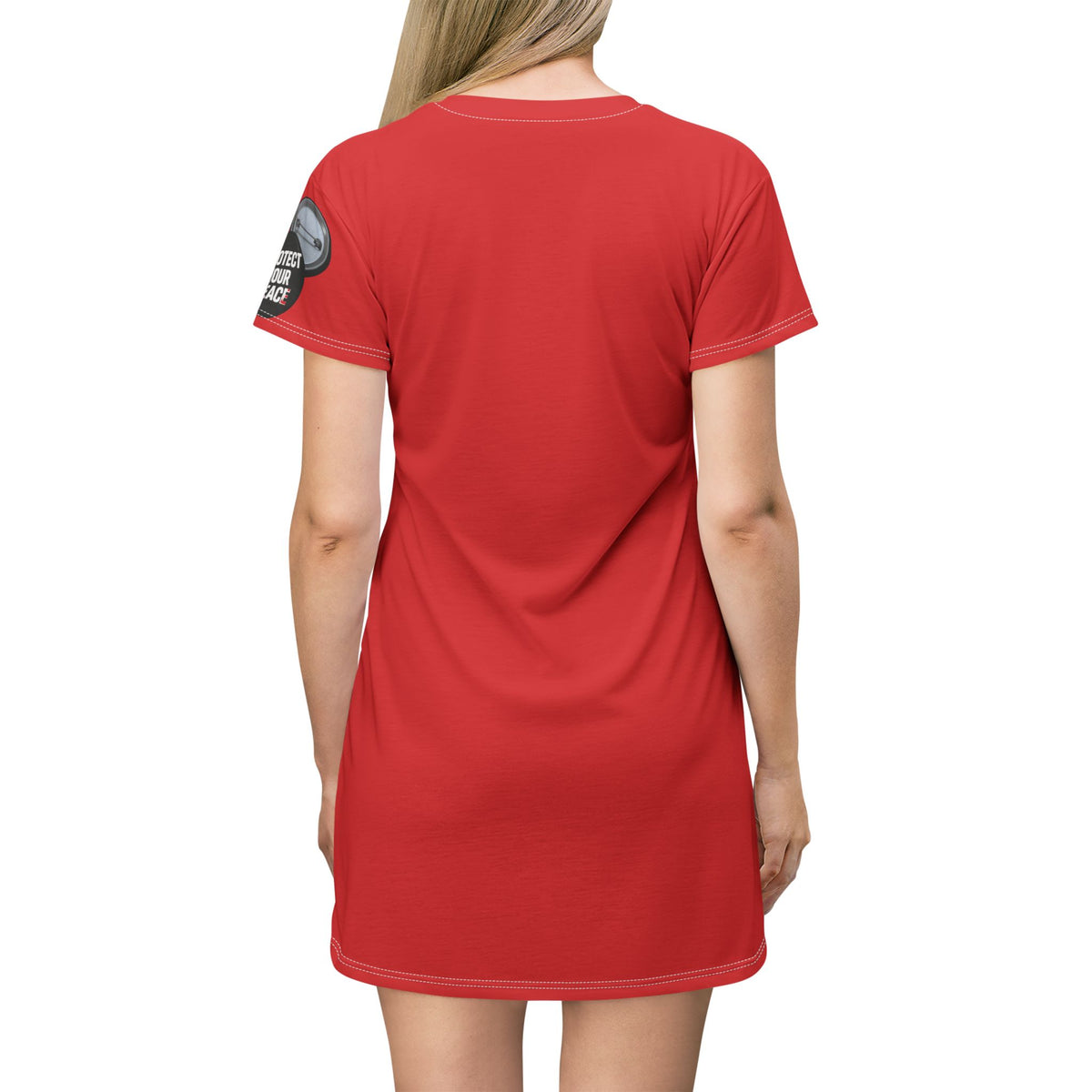 Red T-Shirt Dress graphic design I have a sound mind right bottom, and graphic design sleeve protect your peace.