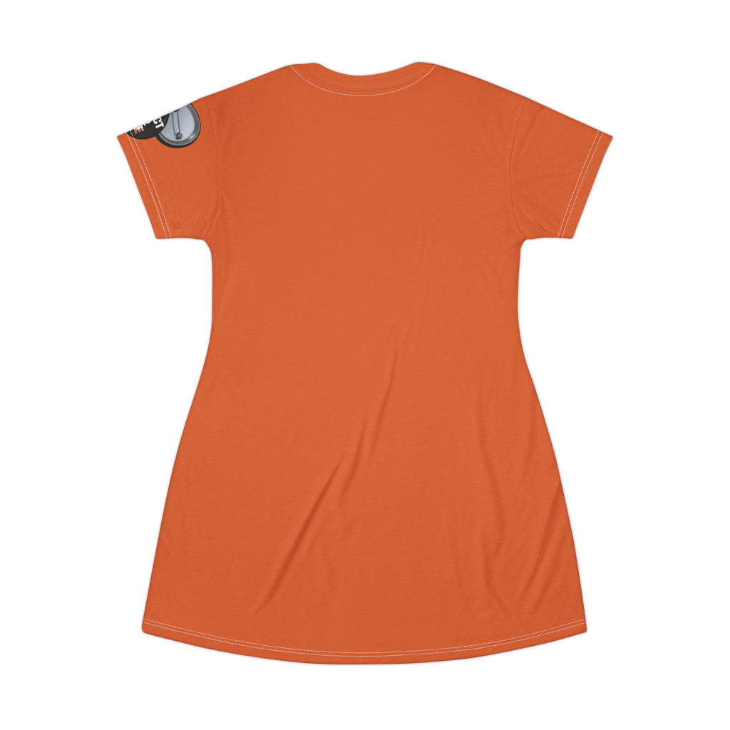 Orange T-Shirt Dress graphic design I have a sound mind and sleeve protect your peace.