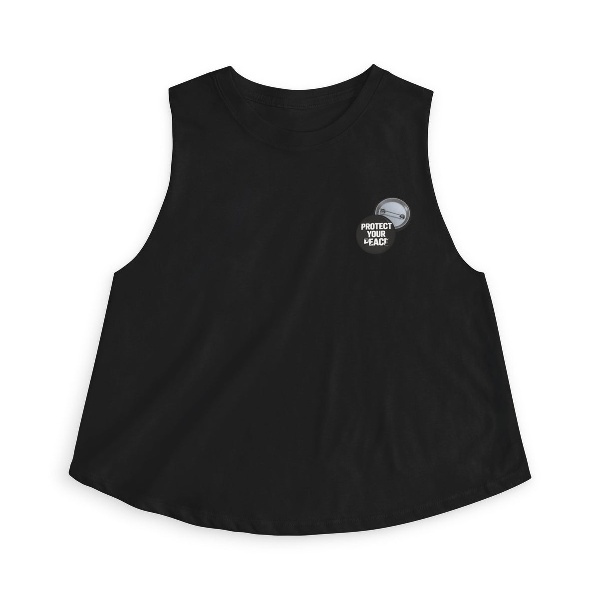 Women's Crop Top — 'Protect Your Peace' Minimal Pocket Graphic Tank