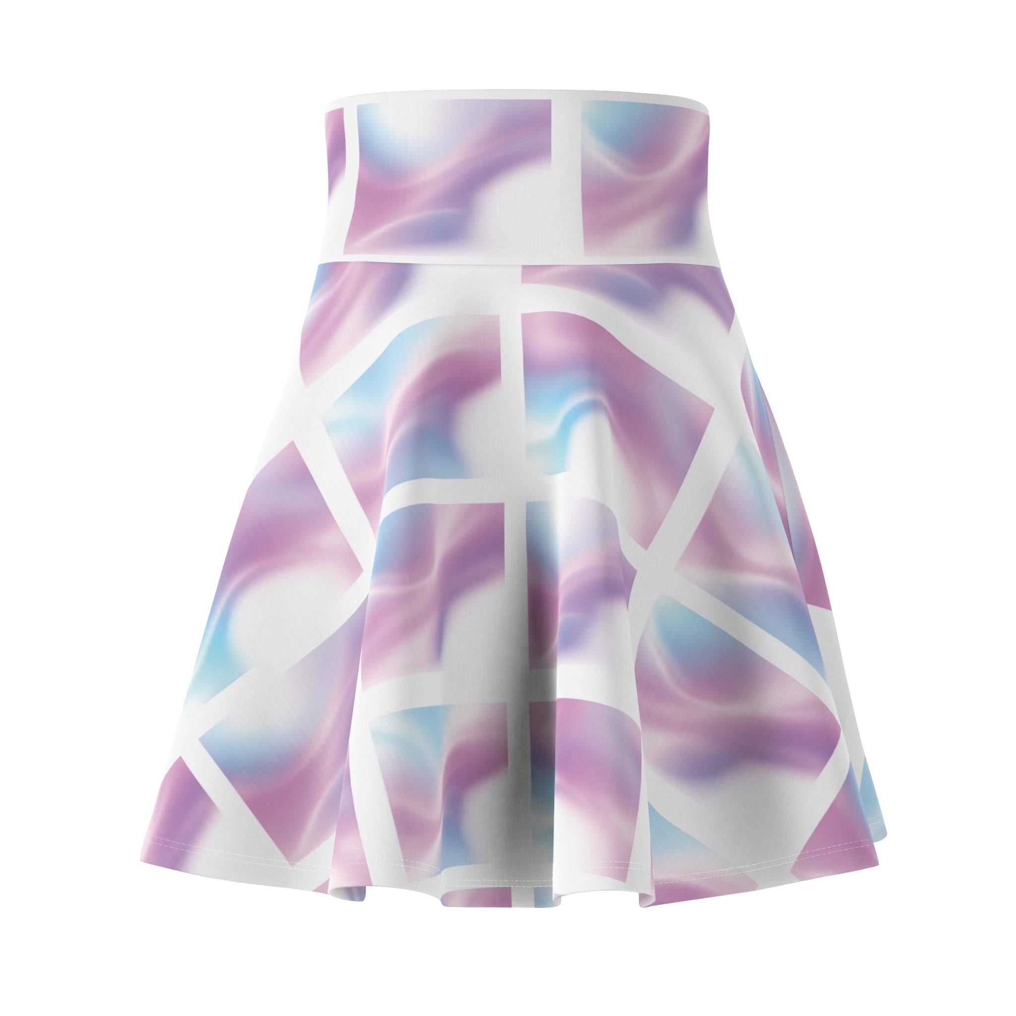 Pastel Marble Skater Skirt – Lavender & Sky Blue AOP