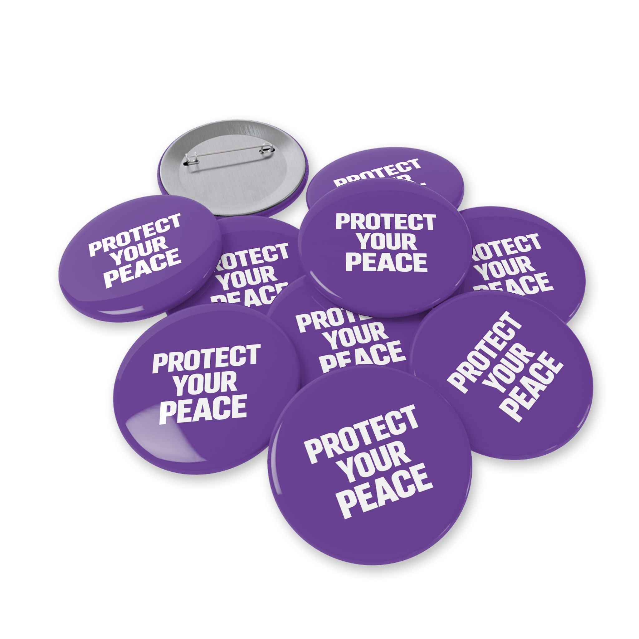 Protect Your Peace Round Pin — Purple Empowerment Button for Jackets, Bags, & Gifts