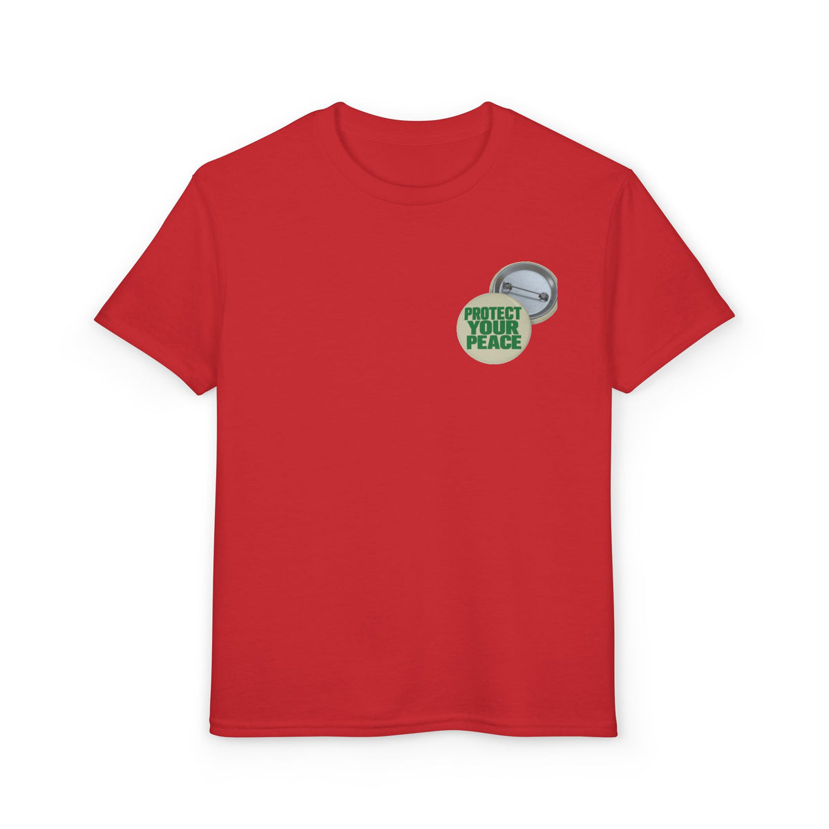 Youth T-Shirt — "Protect Your Peace" Button Graphic