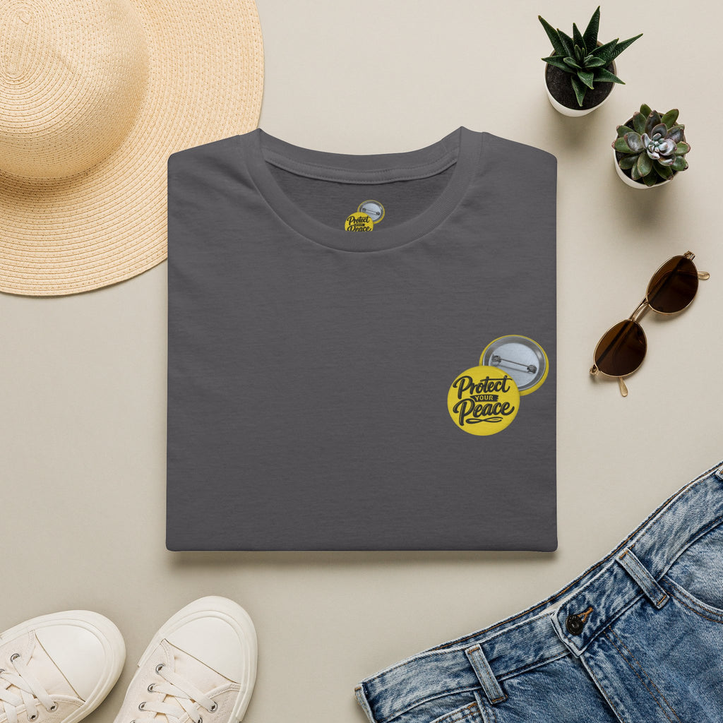T-Shirt — 'Protect the Peace' Yellow Badge Casual Tee