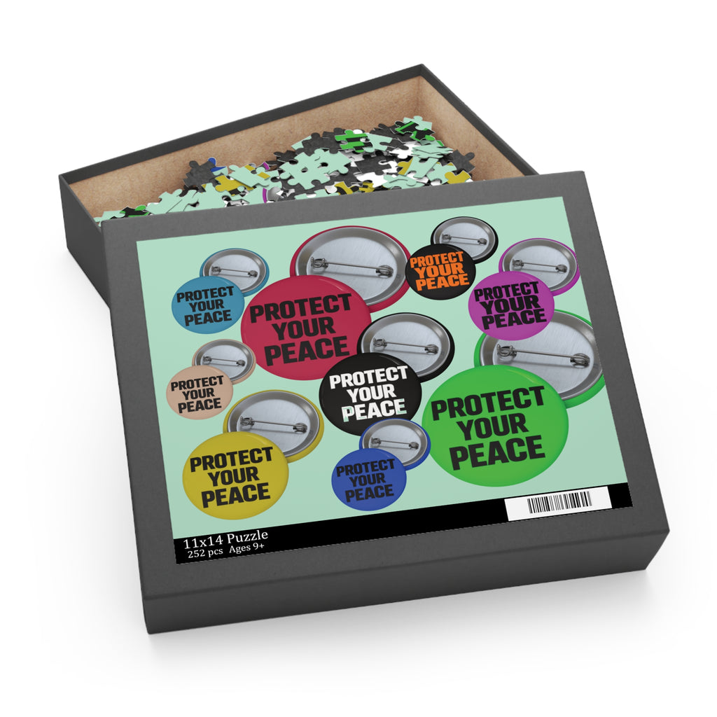 Protect Your Peace Puzzle — Button Badge Collage Jigsaw (120/252/500 pcs)