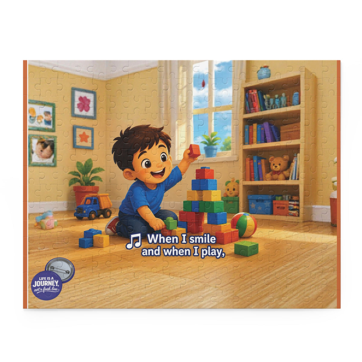 Children’s Playroom Puzzle — Toddler Stacking Blocks with Lyrics “When I smile and when I play” (120/252/500 pcs)