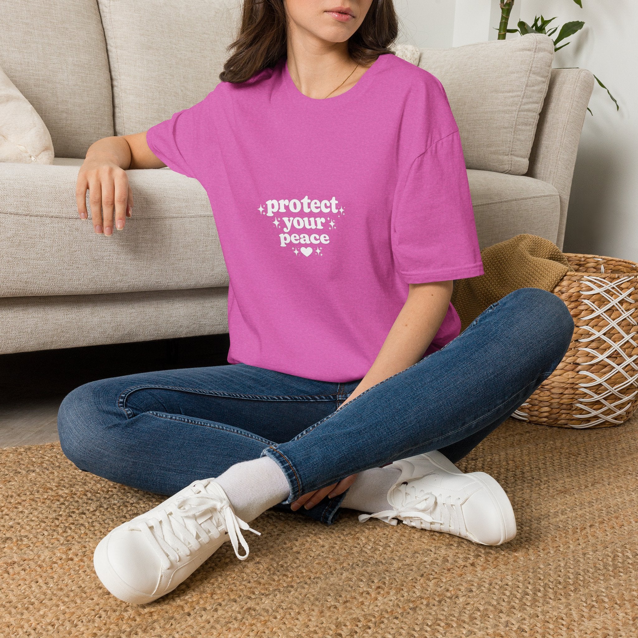 Protect Your Peace T-Shirt — Minimalist Embroidered Self-Care Tee